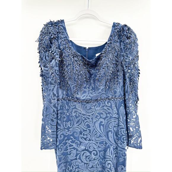 Mac Duggal 11187 Embroidered Sequin Navy Blue Trumpet Gown Size 8 NWT - Picture 7 of 9